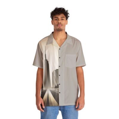 Men's gray city Hawaiian shirt