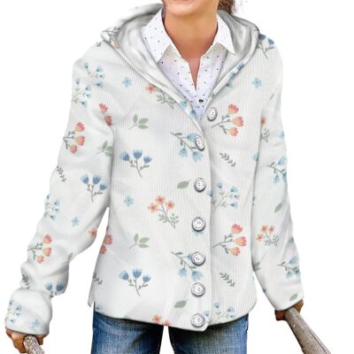 Women's hooded button-up coat