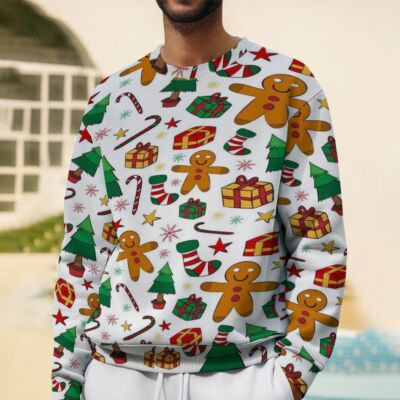 Christmas print crew neck and long sleeves