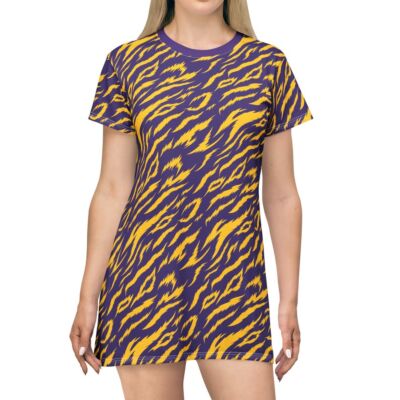 Purple Gold Tiger Tshirt Dress