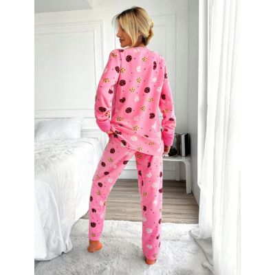 Christmas-themed ladies flannel long sleeves and trousers set