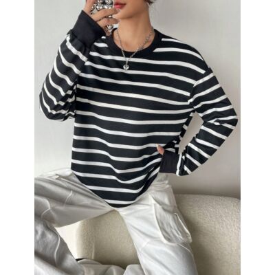 Women's Striped Print Drop Shoulder Sweatshirt