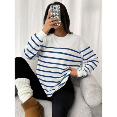 Women's Casual Oversized Striped Round Neck Long Sleeve Sweatshirt