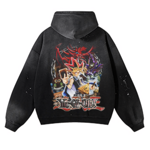 Cotton anime inkjet hole hoodie