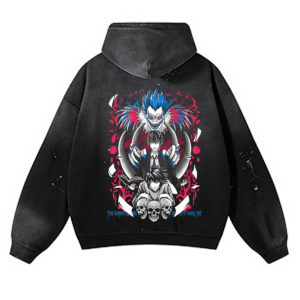 Cotton anime inkjet hole hoodie