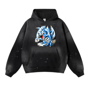 Cotton anime inkjet hole hoodie-